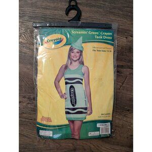 New Craylola Screamin Green Crayon Dress Costume Halloween Teen SZ 13-16